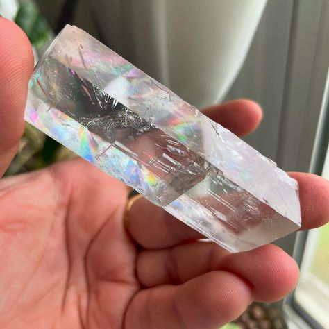 👁️🌈👁️ optical calcite! the prisms are WILD! 😩😩😩 available now in my Etsy shop! #opticalcalcite #calcite #prisms #rainbow #mineralsforsale Optical Calcite, Gadgets And Gizmos, Rock Collection, Prisms, Crystal Collection, Rocks And Crystals, Beauty Book, Accessory Gift, Gadgets