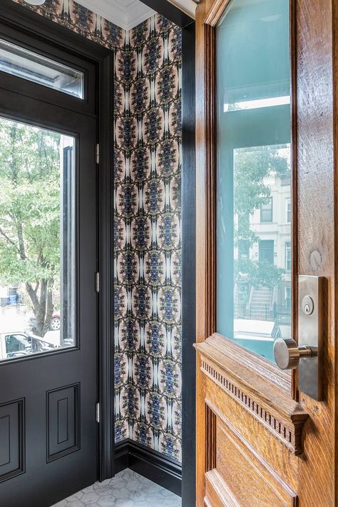 Entry Vestibule Design, Tiny Vestibule Ideas, Tile Vestibule, Small Vestibule Ideas, Renovated Brownstone, Small Vestibule, Vestibule Entrance, Vestibule Ideas, Vestibule Design