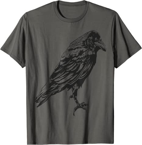 Raven Skeleton, Crow Shirt, Crow Design, Moon Christmas, Raven Bird, Aesthetic Goth, Papa T Shirt, Bird Shirt, Black Crow