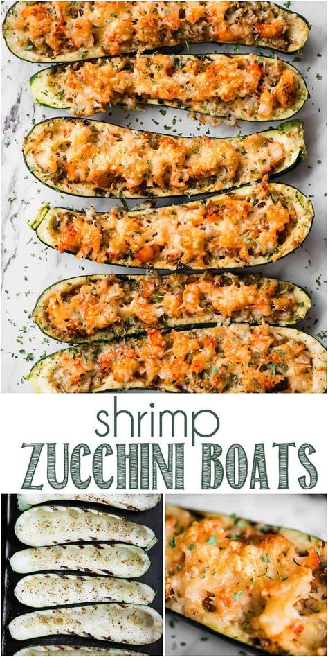 Shrimp Zucchini Boats, Shrimp Zucchini, Zucchini Boat Recipes, Stuffed Zucchini Boats, Bbq Pork Ribs, Pork Rib Recipes, Stuffed Zucchini, Zucchini Boats, Pescatarian Recipes