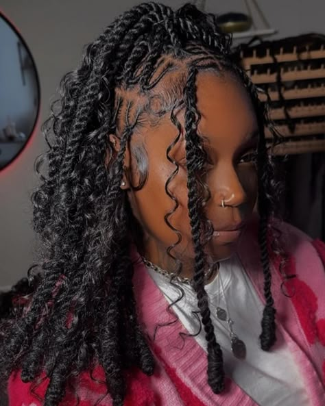 Invisible Locs With Curls, Locs With Curls, Invisible Locs, Curly Braided Hairstyles, Braided Hairstyles For Black Women Cornrows, Protective Hairstyles Braids, Braids With Extensions, Pretty Braided Hairstyles, Hair Stylies