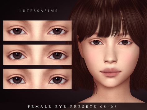 Female Eye Presets 05-07 – LutessaSims Sims4cc Presets, Sims 4 Cc Presets, Sims 4 Lip Presets, Sims 4 Nose Presets, Sims 4 Eye Presets, Eye Presets, Sims Presets, Sims 4 Cc Eyes, Sims 4 Tsr