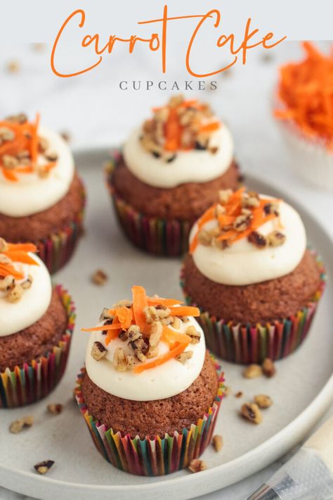 Easy Carrot Cake Cupcakes, Cupcake Recipes Uk, Carrot Cupcake Recipe, Homemade Cream Cheese Frosting, Homemade Cupcake Recipes, Cupcake Cream, Homemade Cream Cheese, Easy Carrot Cake, Carrot Cake Cupcakes