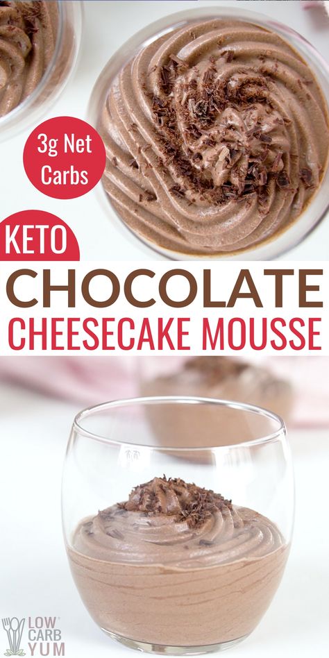 Chocolate Cheesecake Mousse, Low Carb Chocolate Mousse, Keto No Bake, No Bake Chocolate Cheesecake, Low Carb Low Fat Recipes, Baking Powder Uses, Cheesecake Mousse, Best Low Carb Recipes, Low Carb Treats