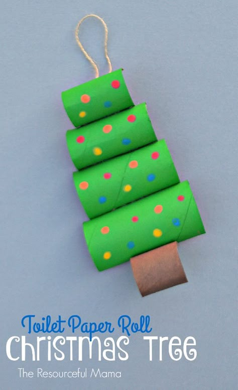 Upcycle your toilet paper rolls into this fun and easy Christmas craft or ornament for kids to make. Toilet Paper Roll Christmas, Paper Roll Christmas, Julkransar Diy, Toilet Paper Crafts, Christmas Crafts For Kids To Make, Creative Christmas Trees, Fun Christmas Crafts, Paper Roll Crafts, Toilet Paper Roll Crafts