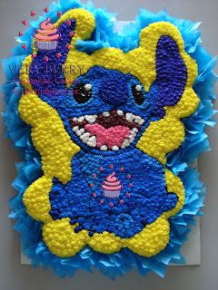 Veryberry Cupcakes: STITCH CUPCAKE CAKE Stitch Pull Apart Cupcake Cake, Stitch Cupcake Cake, Cake Stitch, Lilo And Stitch Cake, 8th Birthday Cake, Stitch Cake, Pull Apart Cupcake Cake, Cake Pulls, Fun Cupcake Recipes