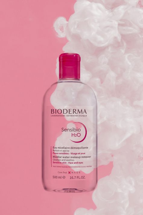 Bioderma Sensibio H2o, Bioderma Micellar Water, Makeup Remover Cleanser, Derma Cosmetics, Cleanser For Sensitive Skin, Bioderma Sensibio, Water Aesthetic, Ads Design, Micellar Cleansing Water