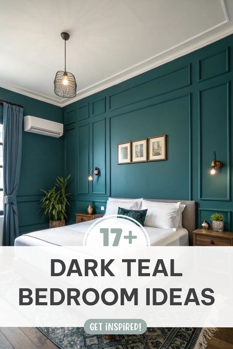 Dark Teal Bedroom Ideas: Explore accent walls, textures, and nature elements for a serene space.