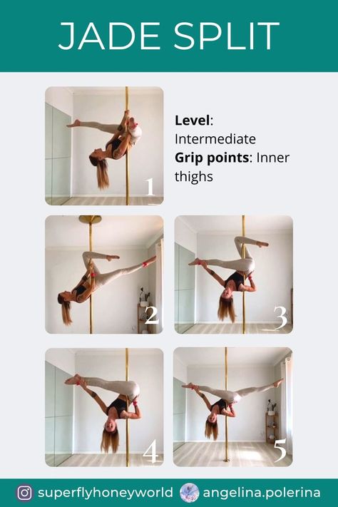 Female pole dancer performing a pole trick tutorial wearing super fly honey sticky leggings. Pole Fitness Beginner, Pole Poses Photo Shoots, Dance Stretches, Fishnet Leggings, Pole Moves, Pole Tricks, Pole Art, Pole Dance Moves, Pole Wear