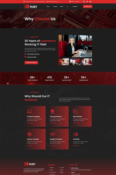 Red Black Website, Black And Red Website Design, Why Choose Us Web Design, Red Website, Contact Us Page Design, Black Website, About Us Page Design, Corporate Web Design, Red Laptop