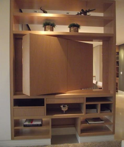 Tv Console Design, Tv Stand Room Divider, Swivel Tv Stand, Tv Room Design, Living Room Partition, Living Room Partition Design, Room Partition Designs, Tv Wall Design, Room Partition