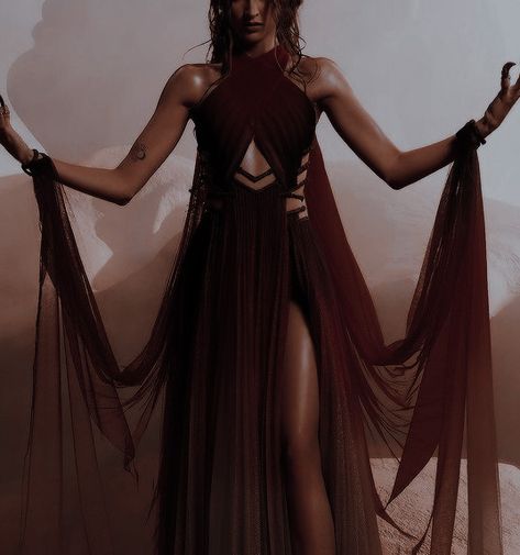 Night Goddess Dress, Autumn Court Aesthetic Dress, Dawn Court Aesthetic Dress, Nightcourt Acotar Fashion, Wildling Aesthetic, Lightlark Book Aesthetic, Desert Fantasy Aesthetic, Goddess Asthetics Outfit, Nightbane Aesthetic