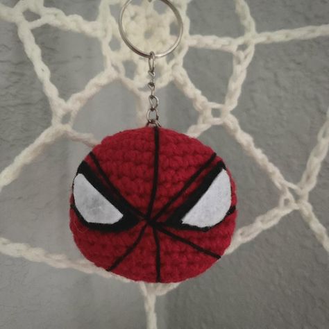 Spider-Man keychain🕷️🕸️ ✩ crochet charm handmade by... - Depop Spider Man Crochet, Spiderman Keychain, Batman Keychain, Crochet Idea, Keychain Crochet, Mens Keychains, Crochet Keychain, Spiderman, Batman