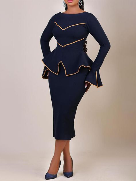 21.28US $ |Women Flare Sleeve Bodycon Pencil Dress Teacher Office Church Modest Business Wear To Work Peplum Dresses| |   - AliExpress Peplum Dresses, Teacher Office, Office Dresses For Women, Long Sleeve Dress Formal, Flare Sleeve Dress, Business Wear, Dresses Royal, Royal Blue Dresses, Linen Pants Women