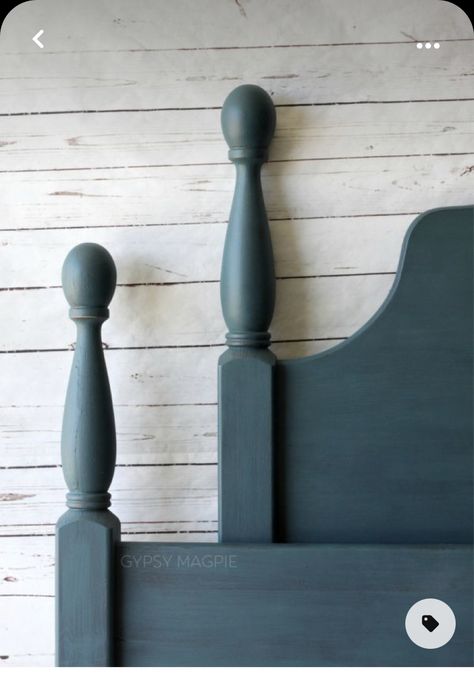 Wood Bed Color Ideas, Green Painted Bed Frame, Paint Wood Bed Frame Diy, Repainted Bed Frame, Painting Bed Frame Ideas, Over The Bed Painting, Diy Painted Bed Frame, Painted Headboards Ideas, Painted Wood Headboard Ideas