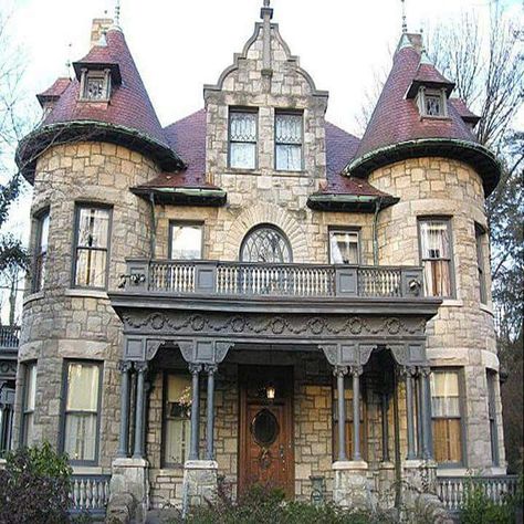 Gothic stone house Victorian Style House, Old Mansions, Victorian Mansions, Abandoned House, Abandoned Mansions, Victorian Architecture, Gothic House, Stone House, Victorian Gothic