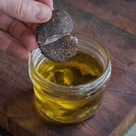 How to Make Truffle Oil - Forager | Chef How To Make Truffles, Truffle Oil Recipes, Black Truffle Oil, Homemade Truffles, Summer Truffle, White Truffle Oil, Rigatoni Pasta, Truffle Butter, Roasted Root Vegetables