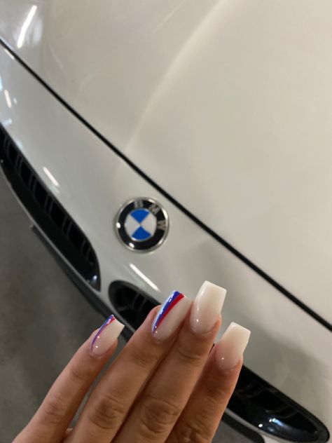 Bmw Nails, Nails Blue And White, White Tip Acrylic Nails, Nails Black And White, Designs Black And White, Fireplace Tv Wall Decor, Black And White Nails, Room 2023, Fireplace Tv Wall