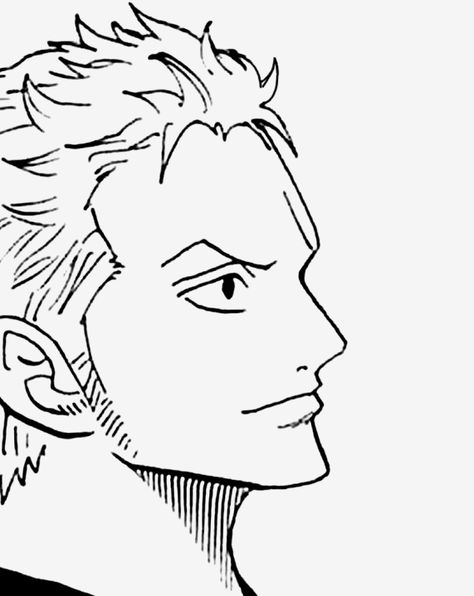 zoro Zoro Side Profile Draw, One Piece Drawing Zoro, Zoro One Piece Drawing Easy, How To Draw Zoro, Zoro Side Profile, Zoro Lineart, Roronoa Zoro Sketch, One Piece Drawing Sketches, Roronoa Zoro Drawing