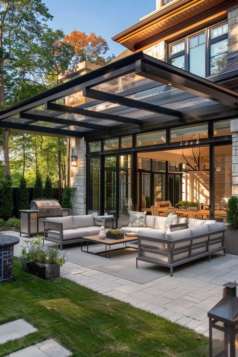 Patio Cover Ideas: Shielding Your Outdoor Space from Rain and Sun - Quiet Minimal Covered Patio Design, Outdoor Covered Patio, Rooftop Terrace Design, Outdoor Patio Designs, Backyard Renovations, Patio Cover, Patio Garden Design, Gardens Design, Terrace Design