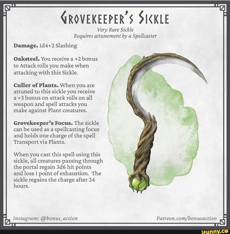 Plant Creatures, Fantasy Illustration Art, 5e Items, Dm Tools, Homebrew Items, Dungeons And Dragons Rules, Dnd Druid, Dnd Stats, Home Brewing Equipment