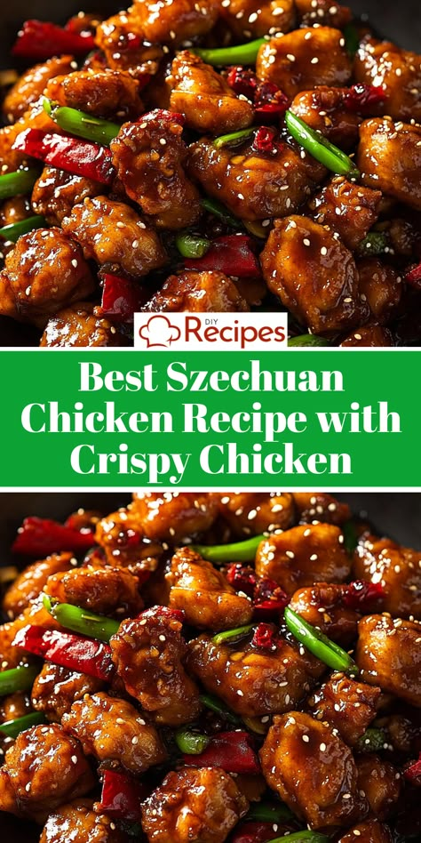 Make the best Szechuan chicken at home with crispy chicken cubes, stir-fried veggies, and a flavorful, spicy sauce. A restaurant-quality dish! Chicken Szechuan Recipes, Sezuan Chicken, Crispy Chicken Stir Fry, Szechuan Chicken Recipe, Cubed Chicken Recipes, Schezwan Chicken, Chicken Cubes, Szechuan Recipes, Cubed Chicken