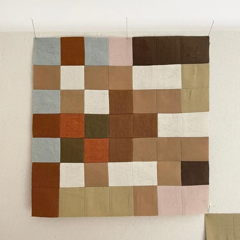 Sienna on Instagram: “Another experiment. Waffling between making a quilted wall hanging or stretching on canvas bars. Not asking for advice, just sharing my…” How To Sew Canvas, Quilt Block Wall Hanging, Abstract Quilting, Quilt Block Ideas, Quilt Hanging, Absolute Unit, Waffle Quilt, Wall Hanging Quilt, Kids Mat