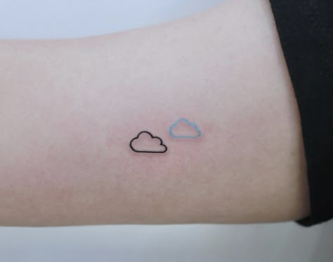 Word Tattoos On Arm, Aurora Tattoo, Clouds Tattoo, Meaningful Word Tattoos, Sky Tattoos, Small Girly Tattoos, Rainbow Tattoos, Pretty Hand Tattoos, Cloud Tattoo