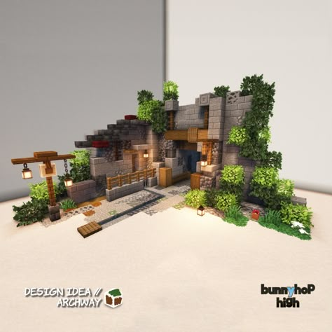 Minecraft Archway Design, Minecraft Archway, Minecraft Market, Archway Design, Rumah Minecraft Sederhana, Minecraft Structures, Bangunan Minecraft, Minecraft House Plans, Minecraft Farm