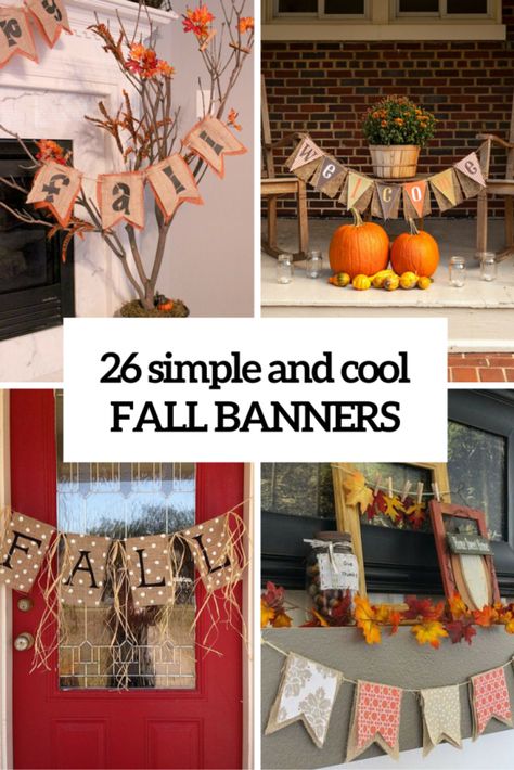 Fall banners Fall Banners Ideas, Fall Banners Ideas Diy, Small Front Porch Fall Decor, Teal Fall Decor, Fall Door Garland, Fall Decor Ideas For Apartments, Diy Fall Garland, Fall Burlap Banner, Easy Diy Fall Decor