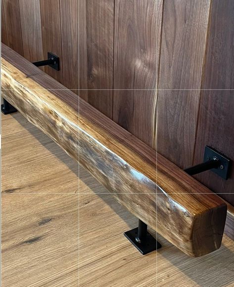 Underneath Bar Ideas, Woodland Kitchen, Barn Bar, Japanese Izakaya, Basement Bars, Coin Café, Rail Bracket, Bar Rail, Walnut Shelves