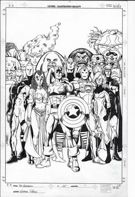 Avengers 25 Cover- George Perez Comic Art Ethan Core, P Craig Russell, Mike Ploog, Matteo Scalera, Geof Darrow, Joe Quesada, Al Williamson, Arthur Adams, Joe Jusko