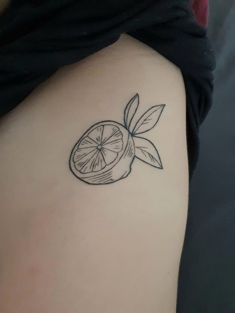 220+ Delicate Fine Line Tattoos Designs and Ideas (2023) - TattoosBoyGirl Fine Line Style Tattoo, Fruit Line Tattoo, Fine Line Tattoo With Shading, Cute Lemon Tattoo, Lemon Tattoo Ideas, Fine Line Bug Tattoo, Lemon Fine Line Tattoo, Fine Line Fruit Tattoo, Lemon Tattoo Black And White