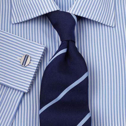 Shirt And Tie Combinations #thejournal #rampleyandco #shirt #tie #combinations Dark Blue Dress Shirt, Mens Shirt And Tie, Shirt Tie Combo, Shirt And Tie Combinations, Tie Ideas, Shirt With Tie, Blue Dress Shirt, Blue And White Striped Shirt, Dress Shirt And Tie