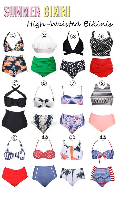 Slip into summer in style! Adorable retro style two piece swimsuits, high waisted pairing is pure swim perfection. Show off your beach body this summer in these swimsuits and you are sure to have all eyes on you as you walk on by! Hot Pants Outfit, Pole Costume, Stile Pin Up, Swimsuit High Waisted, Spring Fashions, Amazing Gymnastics, Swimming Suits, Two Piece Swimwear, Cute Bathing Suits