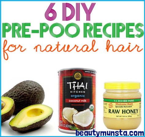 6 Pre-Poo Recipes for Natural Hair - beautymunsta - free natural beauty hacks & more! Diy Pre Poo, Pre Poo Recipe, Pre Poo Natural Hair, Natural Hair Recipes, Natural Beauty Hacks, Types Of Manicures, Natural Beauty Treatments, No Poo, Natural Hair Updo