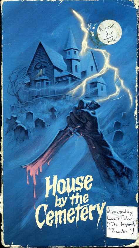 HOUSE BY THE CEMETERY 1981 Vhs Box, Horror Book Covers, Movie Artwork, Slasher Film, Spooky Movies, Fiction Movies, Horror Posters, Movies By Genre, Horror Book