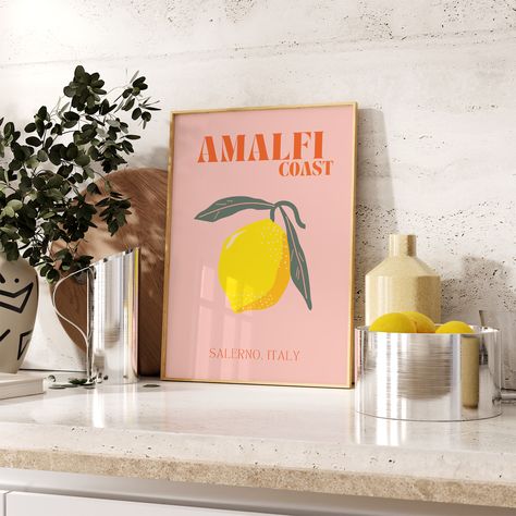 Amalfi Coast Print, Trendy College Apartment, Amalfi Lemons, Mediterranean Aesthetic, Babe Cave, College Apartment Decor, College Dorm Decorations, Stylish Art, College Apartment