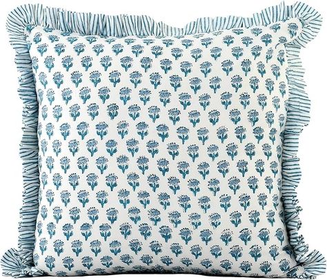 Amazon.com: CPC Pink Sapphire Ruffle Throw Pillow Covers for Couch, 20x20 Inch Cotton Stripe Ruffle Couch Pillows for Living Room, Hidden 16 Inch Zipper Boho Pillow Case or Cute Outdoor Pillows : Sports & Outdoors Pillows For Living Room, Ruffle Pillow, Block Printed Pillows, Green Throw, Green Throw Pillows, Decorative Pillows Couch, Hamptons Style, Blue Throw Pillows, Boho Pillow