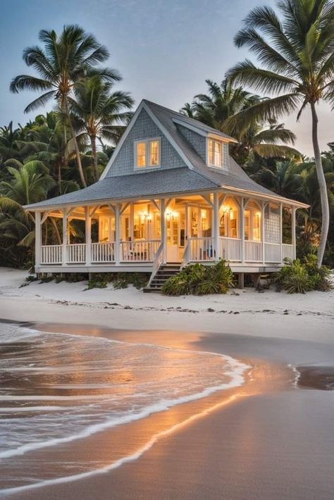 Cottages By The Sea Seaside, Seaside Florida Homes, Small Beach Cottage, Cozy Beach House, Summer Architecture, House On The Beach, Nature Cottagecore, Tiny Beach House, Beautiful Beach Houses