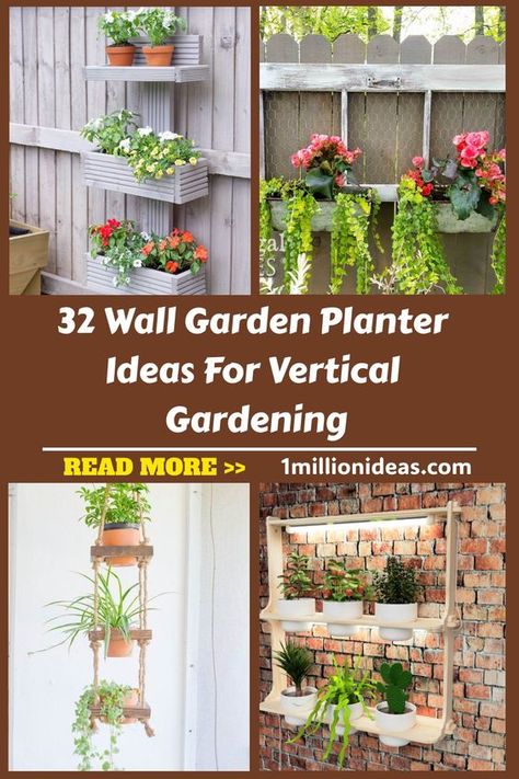 In this article, we will explore an array of 32 captivating wall garden planter ideas specifically designed for vertical gardening. Whether you’re… Garden Decorations Ideas, Wall Mounted Trellis, Hanging Planter Boxes, Garden Grid, Garden Planter Ideas, Colourful Garden, Mason Jar Planter, Vertical Succulent Gardens, Planter Trellis