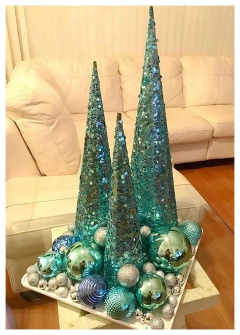 Aqua Christmas Tree, Teal Christmas Tree Ideas, Tiffany Blue Christmas Decor, Teal Silver And White Christmas Tree, Turquoise Christmas Table Decor, Aqua And Silver Christmas Tree, Christmas Tree Teal And Silver, Christmas Tree Ideas Turqoise, Peacock Christmas Decorations