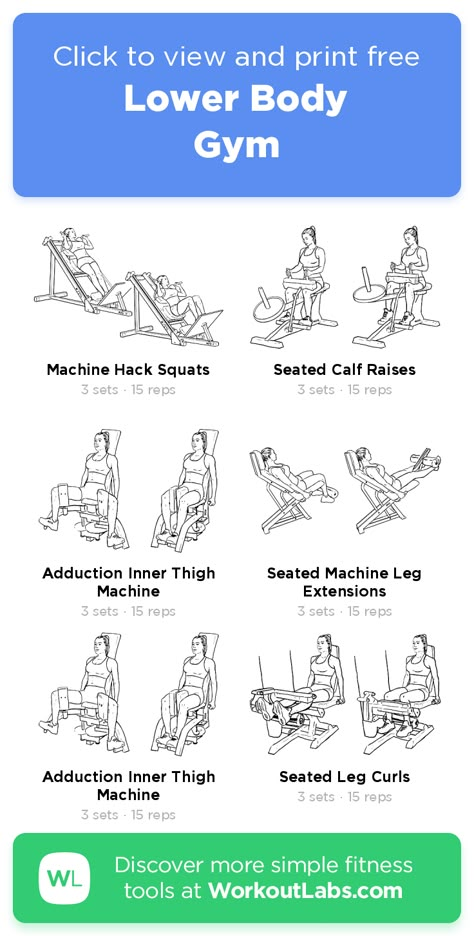 Leg Workout At Gym Machines, Leg Workout With Equipment, Gym Leg Workout Beginner, Workout Lower Body Gym, Best Beginner Workout Gym, Lower Body Exercises Gym, Squat Workout Beginner, Body Workouts For Women Gym, Workouts With Equipment Gym