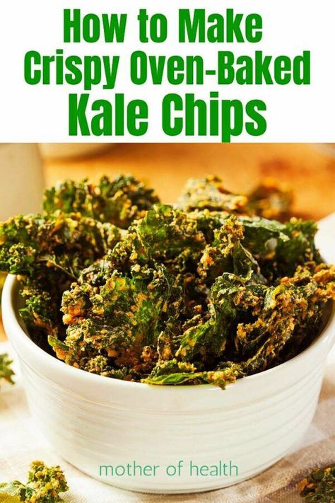 How to Make Crispy Oven Baked Kale Chips | Mother Of Health Baked Kale Chips, Kale Chips Baked, Baked Kale, Kale Chip Recipes, Healthy Snack Options, Kale Recipes, Things To Keep In Mind, Kale Chips, Protein Shake