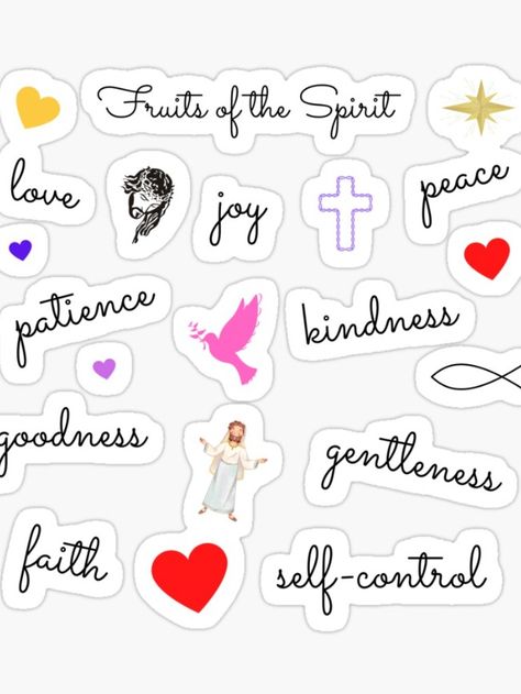 The 9 Fruits of the Spirit as stickers Spirit Journal, Fruits Of The Spirit, Fruit Of The Spirit, Self Control, Journal Stickers, The Spirit, Holy Spirit, Fruit, For Sale