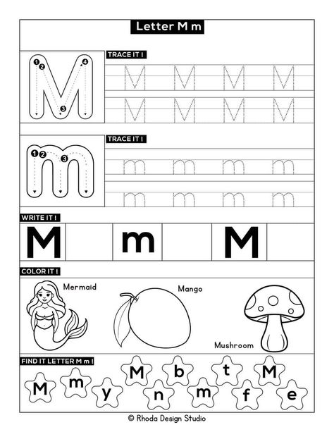 Letter M For Kindergarten, Letter M Arts And Crafts For Preschool, Letter M Tracing Worksheet, Letter M Worksheets Kindergarten, Preschool Letter M Activities, Letter M Crafts For Kindergarten, M Is For, Letter M Worksheets For Preschool, Letter M Preschool