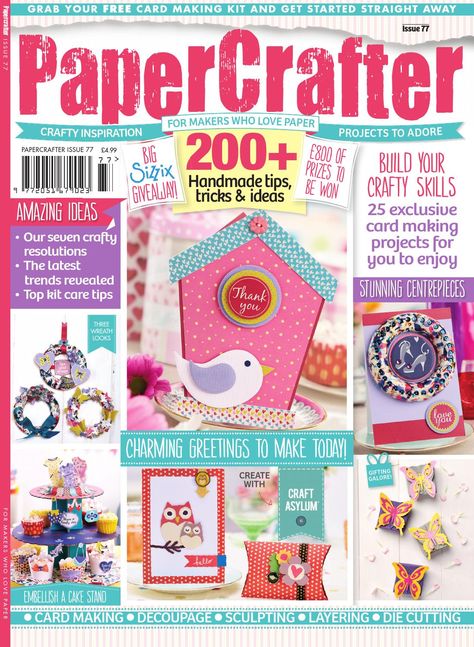 Papercrafter digital sample issue 77  Papercrafter digital sample issue 77 Issue 77 of PaperCrafter comes with a fantastically girlie kit packed with goodies and lots of ideas for your next paper project, at the special bonus price of £4.99. It's just what you need for some 'me' time over the festive period. Flick through and be inspired, get your copy in all good newsagents and supermarkets, and then head over to our Facebook and Twitter pages. Girly Patterns, Paper Crafts Magazine, Egg Cartons, Craft Books, Diy Magazine, Card Making Kits, Egg Carton, Paper Projects, Of Ideas