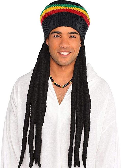 Amazon.com: amscan 840811 Black Rasta Dreadlock Wig with Tam | 1 Piece : Clothing, Shoes & Jewelry Faux Dreadlocks, Soldier Costume, Dreadlock Wig, Mardi Gras Costumes, Mardi Gras Parade, Halloween Costume Shop, Kids Party Supplies, Dreadlock Hairstyles, Black Wig