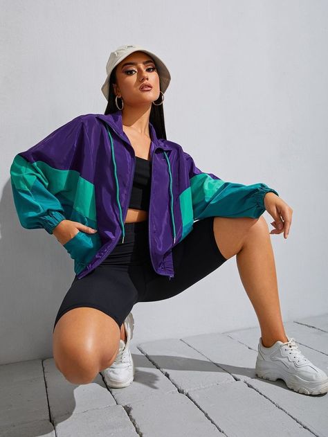 Windbreaker Outfit Casual, 90s Windbreaker Outfit, 80s Windbreaker Outfit, Colorful Windbreaker, Windbreaker Outfit, 80s Windbreaker, Colorblock Windbreaker, Spirit Week Outfits, Color Blocking Outfits