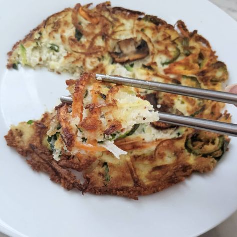 Keto Korean Vegetable Pancake - Hungry Edit Keto Korean Pancake, Korean Vegetable Pancakes, Keto 2023, Keto Korean, Vegetable Pancake, Korean Vegetables, Keto Flour, Korean Pancake, Vegetable Pancakes